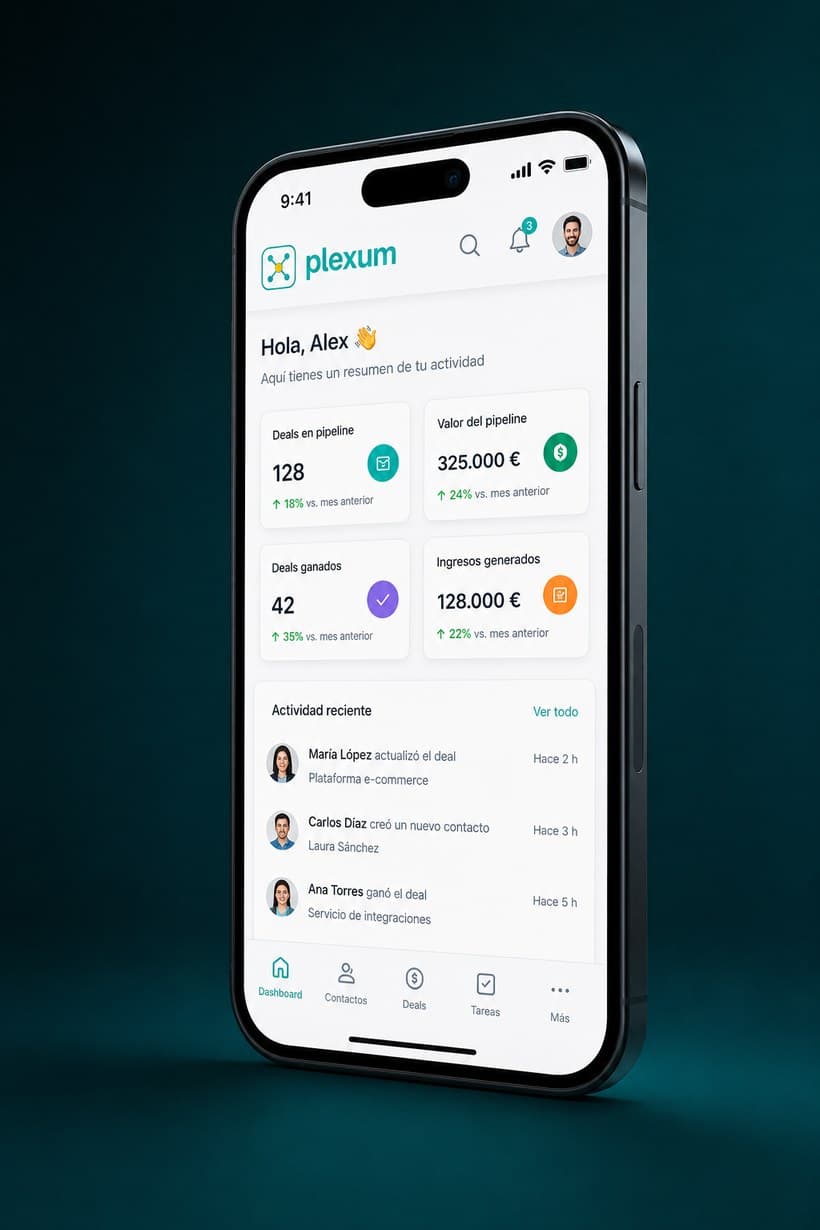 App mòbil de Plexum — dashboard